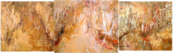 'Quaternary Gully' 2004 archival oil on canvas 3 panels 173.5 x 183 cm (left panel); 182.5 x 220 cm (middle panel); 171 x 183.5 cm (right panel). 