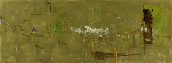 'Shed Interior' 2010 archival oil on polyester canvas 177 x 475cm.